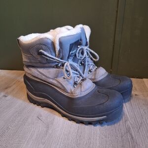 Itasca Gray Winter Boots with White Faux Fur